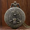 Retro Bronze United States Army Department Pocket Watch Vintage Quartz Analog Military Watches with Necklace Chain Gift270q