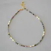 4mm retro color tourmaline white freshwater rice pearl beads simple versatile necklace clavicle chain female 40cm