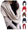 スカーフの女性はスリーブでスカーフを編む暖かい女性のセータートップレディースショールズDF279のための長袖
