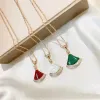 Designer Necklaces Fashion luxury fan necklace Diamond white pink green chalcedony small skirt women's elegant jewelry women's Valentine's Day