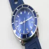 Montre mécanique automatique HERITAGE 46 de bonne qualité, cadran bleu, ceinture en caoutchouc argenté, boîtier argenté, montre-bracelet pour homme 224Z