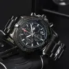 Bitling Endurance Pro Chronograph Quartz Black Dial Multifunctional Fashion Business Sports Calendar stainless steel Strap Men Watch b001