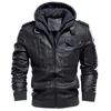 Men s Leather Faux Motorcykeljacka Men Casual Pu Jackets Man Winter Thick Warm Vintage Hooded Collar Club Bomber Coats Chaqueta 230922