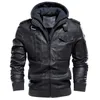 Veste de moto en similicuir pour hommes hommes vestes PU décontractées homme hiver épais chaud Vintage col à capuche Club Bomber manteaux chaqueta 230922