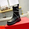 Kvinnor Rene Caovilla äkta läderstövlar Crystal Snake Wrapped Flat Bottom Casual Martin Boot Designer Shoes Round Toe Elastic Fabric Fashion Boots