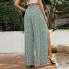 Women's Pants Womens Fashion Wide Leg Cropped Sexy High Split Flowy Wrap Layered Yoga Palazzo Trousers Casual Baggy Workout Loungewear