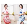 aprons printed apron with pockets waterproof floral bib kitchen soil release bowknot home textiles breech cloth sn1188 drop delivery dh3pj