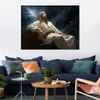 Pôster de tela jesus olha para o céu sem fim pintura hd impressa para decoração de parede da sala de estar