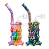 8.0" Silicone Drum Bong Hookahs with 4mm quartz banger and glass bowl dab rig glass water pipe