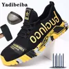 Botas de trabalho tênis de aço toe sapatos de segurança dos homens sapatos de trabalho à prova de punctura botas moda calçado indestrutível segurança 230922