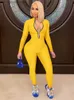 Dames Jumpsuits Rompertjes WESAYNB Groothandel Streetwear Kleding Rits Jumpsuit met lange mouwen Dames 2022 Zwart Blauw Roze Eendelige outfits Bodycon Jumpsuits T230922