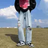 Versione jeans da uomo di Ins Hip-Hop High Street Hipsters Pantaloni da uomo dritti strappati in difficoltà Pantaloni larghi larghi casual