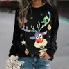 Kvinnors tröjor Autumn Winter Christmas Sweater Vintage Elegant Tops Ladies Round Neck Animal Printed Long Sleeve Street Fashion Snowman T-Shirt 230922