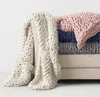 Blankets Chunky Knit Blanket Throw 100% Hand Knitted Chenille Throw Blanket Soft Thick Yarn Rope Crochet Blankets for Couch Bed Sofa HKD230922