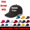 Kogelcaps 1 stcs aangepaste print logo zomer cap honkbal snapback hat hiphop gemonteerde hoeden voor mannen vrouwen kinderen191i