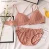 BRAS SETS BRA Panty Set Sexy Lace Panties Lingerie Femme Underwear Set Push Up Thin 3/4 Triangle Cups BRALETTE HOLLOW OUT BROSS POCHEOM Q230922