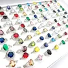 Bröllopsringar 20 30 50 100st för kvinnor Silverpläterad Multicolor Crystal Zircon Stone Fashion Jewelry Party Gift Wholesale Lot 230922