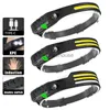 Head lamps Sensor Headlamp COB LED Flashlight USB Rechargeable Type c Head Torch 5 Lighting Modes Head Light with Built-in Battery Fishing HKD230922