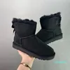 Women Mini Bailey Winter Boots Luxury Designer Classic Single Ribbon Bow Low Barrel Snow Boot