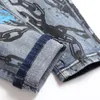 Jeans para hombre Hombres Graffiti Print Denim Streetwear Letras de calavera Pintadas Pantalones elásticos Agujeros Rasgados Pantalones cónicos delgados desgastados 230922