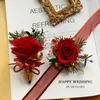 Kwiaty dekoracyjne sztuczne wysuszone fałszywe dekoracja ślubna panna młoda i stanik groom na nadgarstku wieczne róże