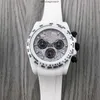 Luxury Rolaxs handledsklockor 3 typer 5G Factory V11 Deluxe Luxury ETA Titta på Mens White Ceramic Case Bezel Sapphire Automatic Chronograph 4130 Waterproof With Box HB6R