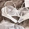 Set di reggiseni Wriufred Maglia trasparente in pizzo mezza tazza set reggiseno ultra-sottile sexy hot photo intimo puro desiderio lingerie da sposa slip Q230922