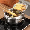 Pans Japanese Style Frying Pot Tempura Mini Pan Stainless Steel Fryer Temperature Control Ollas De Cocina Cookware