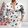 Men's Casual Shirts Shirt Merry Christmas Print Long Sleeve Top Vacation Party Button For Men Xmas Luxury Clothes Streetwear Blouse