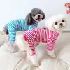 Cat Costumes Striped Sweatshirt Pet Dog Clothes Soft Bathrobe Jumpsuits Rompers Pajamas Hoodies Clothing For Dogs Puppy Teddy