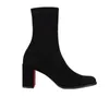 Red-Bottoms Chaussures à la mode populaires Femmes Bottines Bottines courtes Bottines en cuir de veau noir Talons de robe Bottes de luxe Semelles rouges Talon Femmes Pum 53NB #