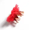 Accessori per capelli 50 pz/lotto 6 colori Born 3D Felt Kids Crown Mesh Flower per ragazze Glitter Primo Compleanno Cappello
