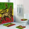 Duschvorhänge Jamaica Lion Badezimmer Dekor Rasta Reggae Art Badezimmer Duschvorhänge Set Rastafarian Badteppich Matten Teppich Toilette Cortina Ducha 230922