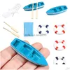Decorative Objects Figurines Mini Boat And Paddle Figurine Artificial Small Ship Ornament Diy Micro Landscape Miniatures Resin Cra Dhlwk
