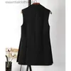 Women's Vests #5113 Black Outerwear Vest Coat Women With Belt Office Waistcoat Female Sleeveless Jacket Double Breasted Woman Vest Outerwear L230922