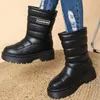 Boots Womens Ayakkabı Satılık Kollu Kış Peluş Polar Sıcaklık Yuvarlak Toe Katı Orta Tüp Platformu 230921