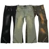 Jeans pour hommes, pantalons en Denim, jambes larges, boutons latéraux, vêtements pour hommes, vente en gros, 230922