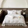 Ensembles de literie Vintage français pastorale dentelle volants princesse coton double couche fil doux ensemble housse de couette drap de lit taie d'oreiller