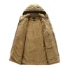 Männer Daunen Parkas 2023 Winter Parka Männer Fleece Dicke Warme Mit Kapuze Militär Jacke Männlichen Vintage Taktische Herbst Mode Solide Khaki feld Winddicht 230922