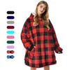 Blankets Plaid Print Oversized Hooded Blanket Sweatshirt with Pocket Couple's Clothing for Home Loose Fit Coraline Warm and Comfortable HKD230922