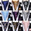 Cravates de cou Hi-Tie Soie Mens Ascot Hanky Boutons de manchette Set Jacquard Vintage Cravate Cravate en gros pour Homme Or Bleu Rouge Violet Rose Vert Blanc 231013