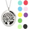 Pendentif arbre de vie 30mm aromathérapie huile essentielle collier en acier inoxydable diffuseur de parfum huiles médaillon envoyer chaîne et feutre Pad259b