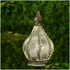 Kandelaars 11,5 inch Marokkaanse stijl houder lantaarn metalen tafel lamp op batterij met Edison Bb voor tuinhuisdecoratie 220804 Dhm0C
