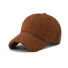Ball Caps Autumn Winter Warm Baseball Cap Solid Color Lamb Wool Women Lady Outdoor Sun Visor Hat Thick Plush Hats