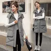 Women's Vests Autumn Winter New Mid Length Large Pocket Tank Top Thickened Hooded Vest Hat Detachable Coat Cotton Vest Women's Fashion L230922