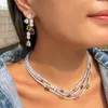 Bröllopsmycken sätter lyxigt aftonklänning Set Colorful Teardrop CZ Multi Layered Choker Necklace Earrings Statement för kvinnor 230922