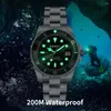 ساعة معصم NH35 20ATM دافعة ساعة للرجال مقاوم للماء سوبر مضيئة الياقوت الميكانيكية Wristwatch Sport