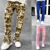 Herren Jeans INS Männer Streetwear Y2K Vintage Mann Denim Hosen Dünne Männliche Rosa Camouflage Bleistift Hosen Kleidung 230922