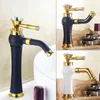 Bathroom Sink Faucets Whosale Single Hole Water Tap Faucet Black/white/gold Antique Copper 360 Rotated Basin Mixer 6 Styles