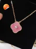 Mode klassische Halskette Schmuck 4 vierblättriges Kleeblatt rosa Farbe mit Diamanten Designer Halsketten für Frauen Chirstmas Thanksgiving Day Geschenke66CP